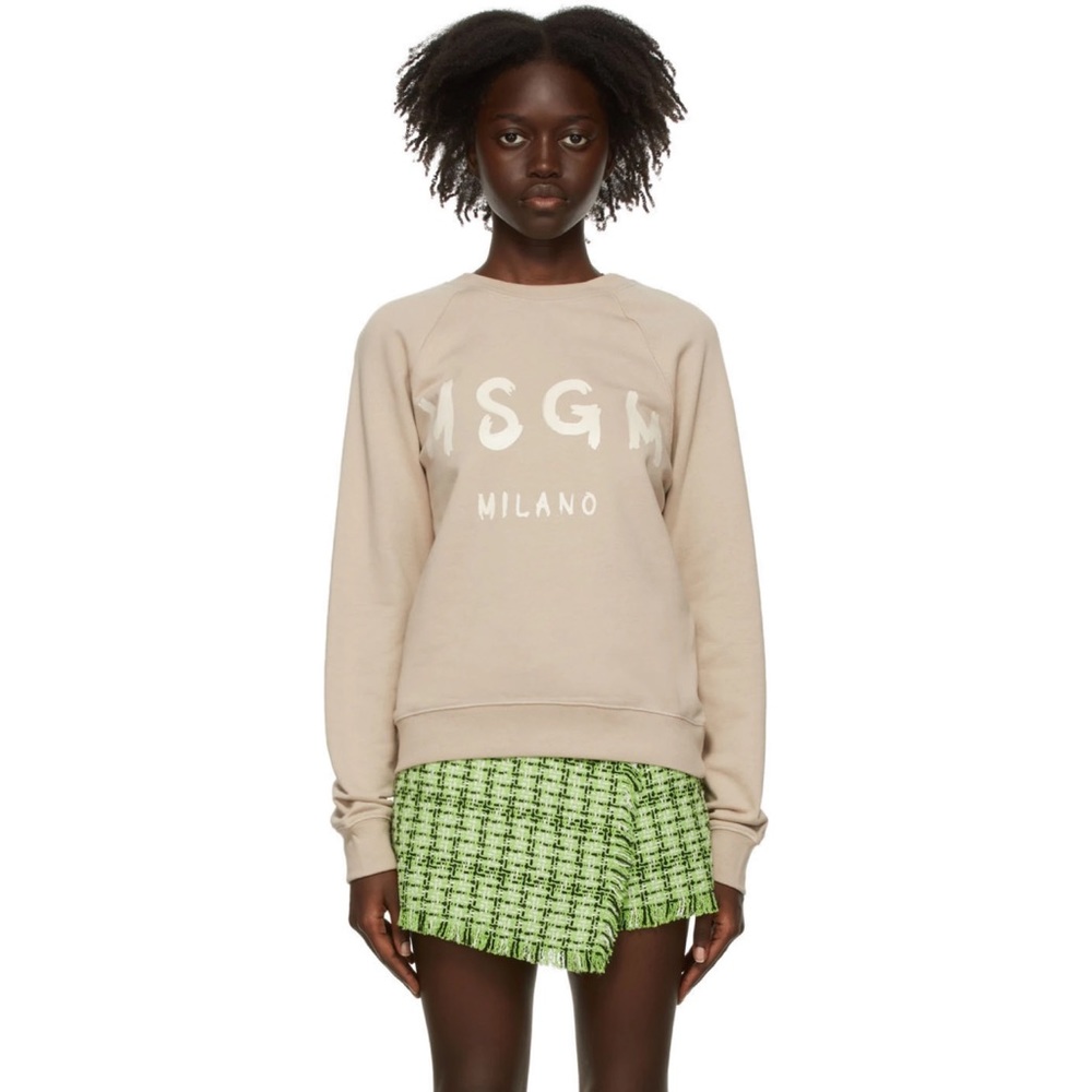 Msgm beige logo sweatshirt size large